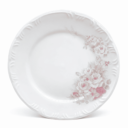 Prato Raso Jantar Refeição 26cm Eterna Porcelana Decorada Schmidt