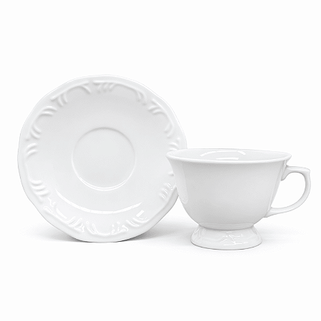 Xícara de Chá 200ml com Pé e Pires Pomerode Porcelana Decorada Schmidt