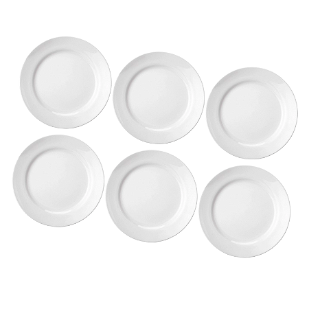 Kit 6 Pratos de Sobremesa 19cm Cilíndrica Schmidt Porcelana Branca