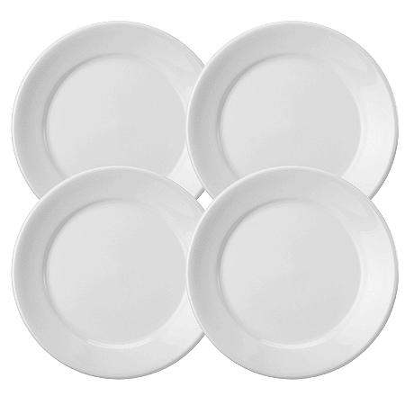 Kit 4 Pratos Rasos Convencional Schmidt 25cm Porcelana Branca