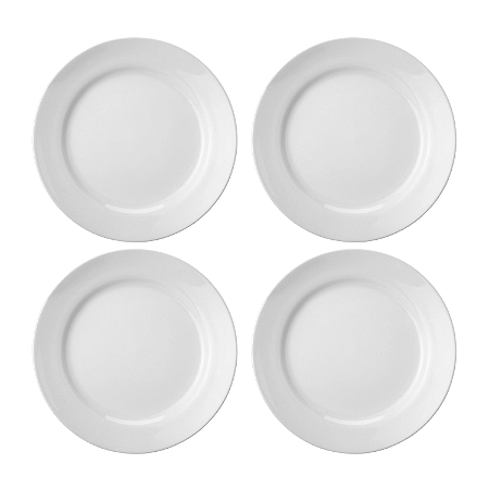 Kit 4 Pratos Rasos Jantar 26cm Cilíndrica Schmidt Porcelana Branca