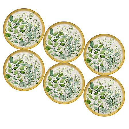 Jogo de Pratos Rasos Kit 6 Peças 27,5cm Siena Eucalipto Cerâmica Florarte
