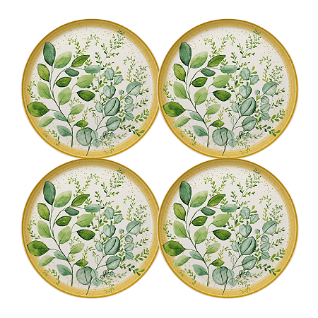 Jogo de Pratos Sobremesa Kit 4 Peças 21cm Siena Eucalipto Cerâmica Florarte