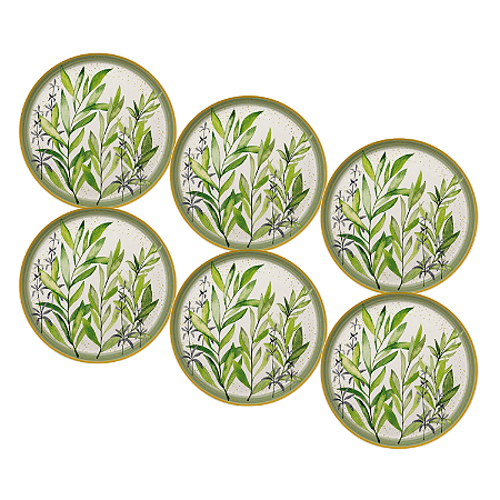 Jogo de Pratos Rasos Kit 6 Peças 27,5cm Siena Salgueira Cerâmica Florarte