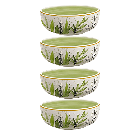 Jogo de Bowls Kit 4 Peças Tigela 620ml 15cm Siena Salgueira Cerâmica Florarte
