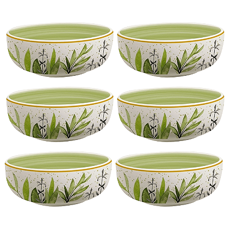 Jogo de Bowls Kit 6 Peças Tigela 620ml 15cm Siena Salgueira Cerâmica Florarte