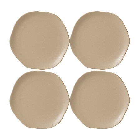 Jogo de Pratos Rasos Kit 4 Peças Órion 26cm Cerâmica Areia Florarte