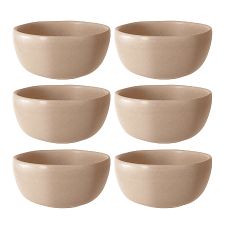 Jogo de Bowls Kit 6 Peças Órion 610ml 15cm Cerâmica Areia Florarte