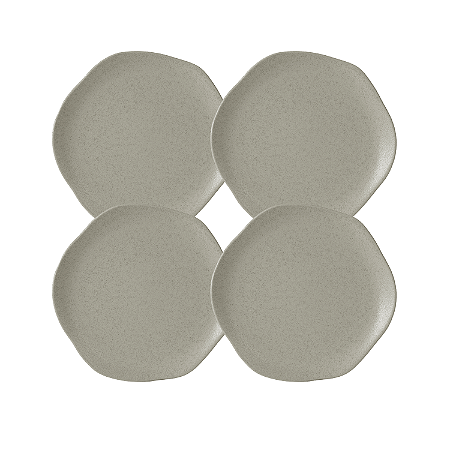 Kit Pratos Sobremesa 4 Peças Órion 20cm Cerâmica Cinza Florarte