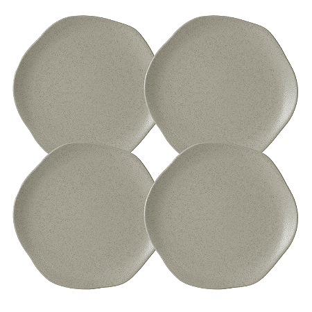 Jogo de Pratos Rasos Kit 4 Peças Órion 26cm Cerâmica Cinza Florarte