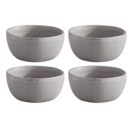 Jogo de Bowls Kit 4 Peças Órion 610ml 15cm Cerâmica Cinza Florarte