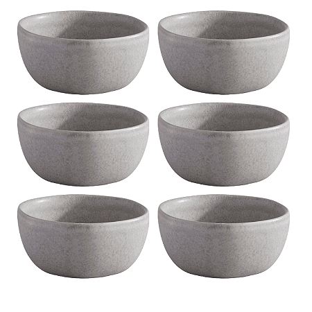 Jogo de Bowls Kit 6 Peças Órion 610ml 15cm Cerâmica Cinza Florarte