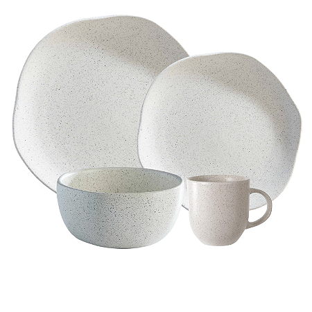 Aparelho de Jantar Kit 24 Peças Órion Cerâmica Off White Florarte