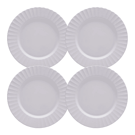 Jogo de Pratos Rasos Kit 4 Peças Gerbera 27cm Melamina Branco Lyor