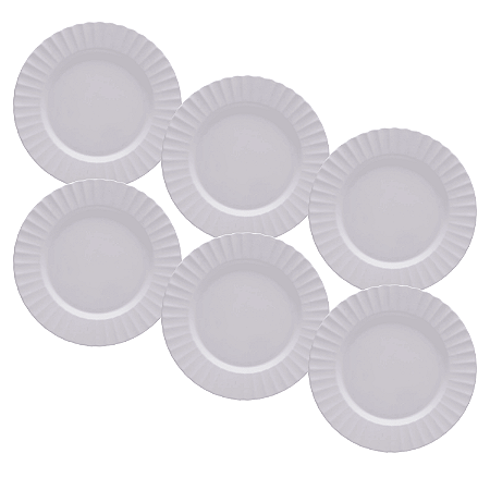 Jogo de Pratos Rasos Kit 6 Peças Gerbera 27cm Melamina Branco Lyor