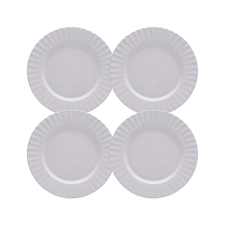 Jogo de Pratos Sobremesa Kit 4 Peças Gerbera 20cm Melamina Branco Lyor