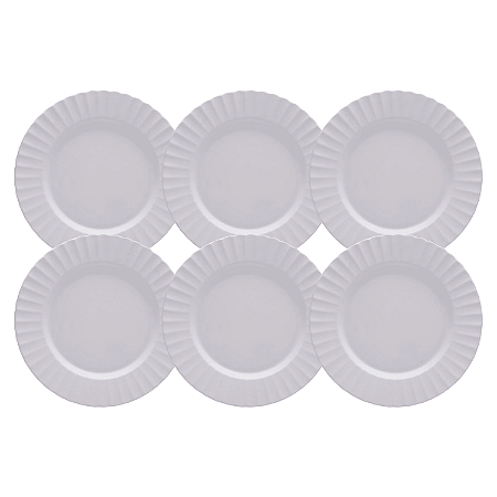 Jogo de Pratos Sobremesa Kit 6 Peças Gerbera 20cm Melamina Branco Lyor