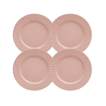 Jogo de Pratos Sobremesa Kit 4 Peças Gerbera 20cm Melamina Lyor
