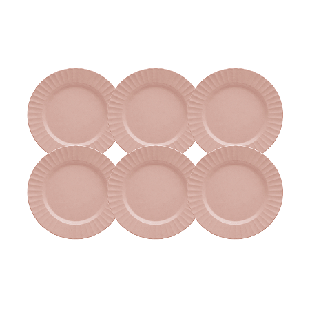 Jogo de Pratos Sobremesa Kit 6 Peças Gerbera 20cm Melamina Lyor