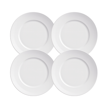 Jogo de Pratos Rasos Kit 4 Peças Basic 25cm Melamina Branco Lyor