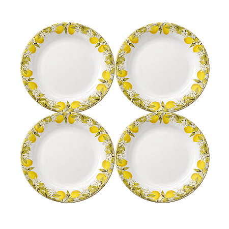 Jogo de Pratos Sobremesa Kit 4 Peças Siciliano 20cm Cerâmica Lyor