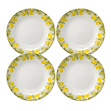 Jogo de Pratos Fundos Kit 4 Peças Siciliano 21cm Cerâmica Lyor