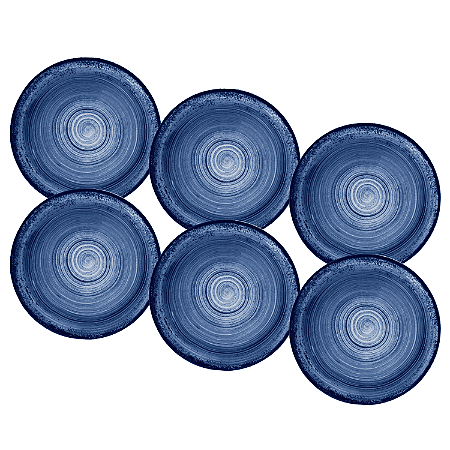 Jogo de Pratos Rasos Kit 6 Peças Esfera Azul 27cm Porcelana Schmidt