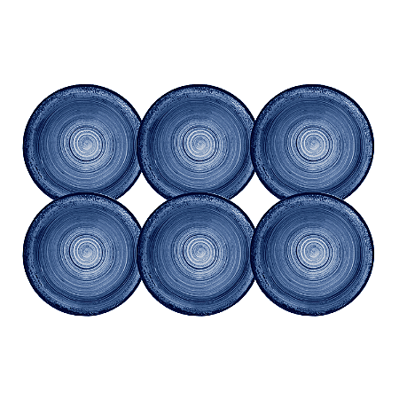 Jogo de Pratos de Sobremesa Kit 6 Peças Esfera Azul 21cm Porcelana Schmidt