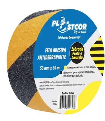 Plastcor Fita Antiderrapante Amarela e Preta 50Mmx30 (1 und)