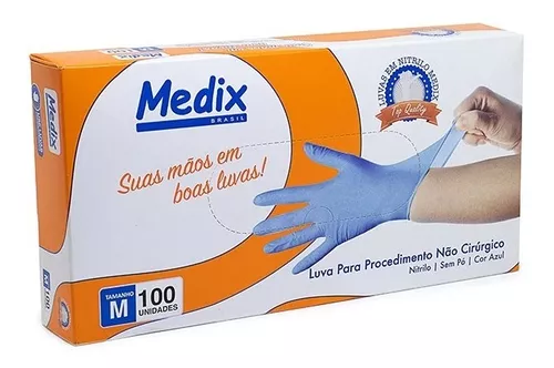 Luva Nit Slim Sem Po Pp / 7 Azul -Ca 39947 - Medix Brasil