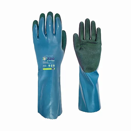 Luva Sup/Tex  Revest Poliet E Fibra De Vidro Pal/Dd Az/Vde P Overpro R.M.4X43C - Ca 47792 - Volk