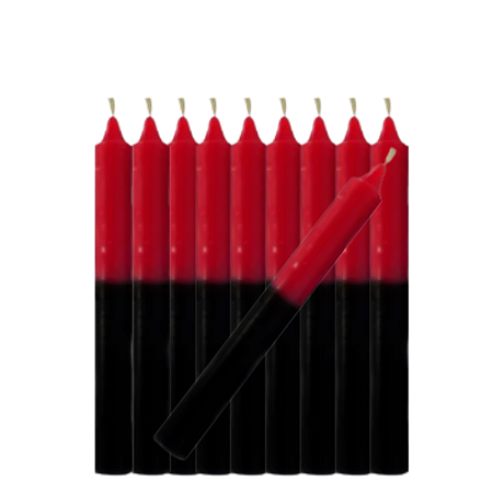 Vela Palito Hora Bicolor Vermelha e Preta - 32 Unidades