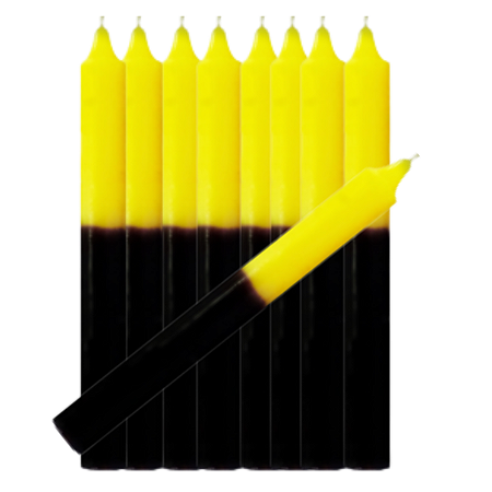 Vela Palito Hora Bicolor Amarela e Preta - 32 Unidades