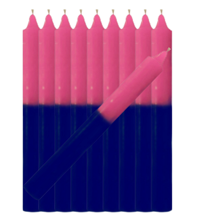 Vela Palito Hora Bicolor Rosa e Azul - 32 Unidades