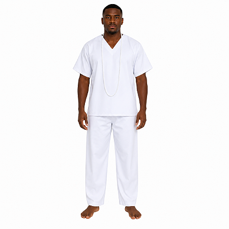 Calça Branca Oxford Sem Bolso