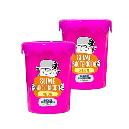 Kit 2 UN Slime Neon Rosa Bactericida 180g Diversão Infantil