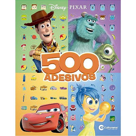Livro 500 Adesivos + Desenhos para Colorir - Pixar