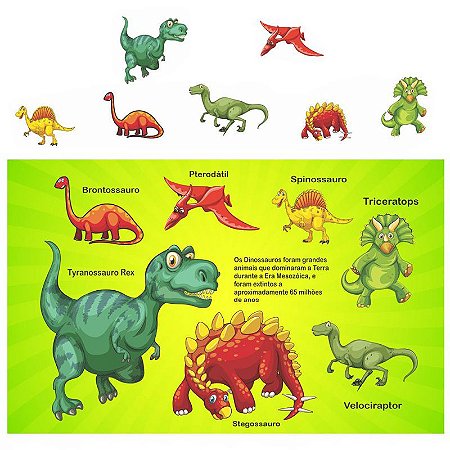 Brinquedo Encaixe Pedagógico de Madeira Dinossauros Didático