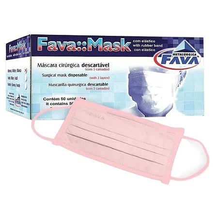 Máscara Descartável Tripla com Elástico - ROSA