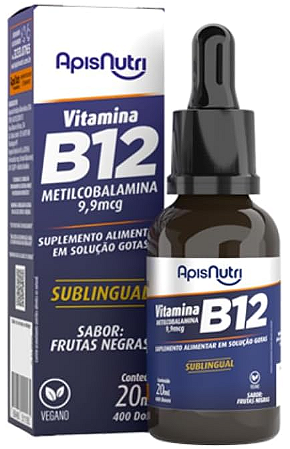 Vitamina B12 20ml em gotas Sabor Frutas Negras Apis Nutri