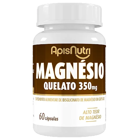 Suplemento Mineral de Magnésio Quelato 350mg 60 cápsulas ApisNutri