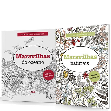 KIT 2 LIVROS DE COLORIR ANTIESTRESSE - MARAVILHAS NATURAIS & MARAVILHAS DO OCEANO