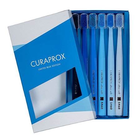 Kit Curaprox Blue Edition com 6 Escovas de Tonalidades Azul