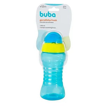 Garrafinha Fresh Copo Com Canudo De Silicone 300ml Buba Azul