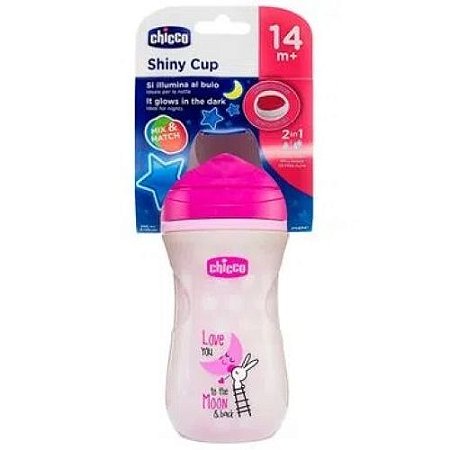 Copo Shiny Infantil Luminoso Brilha No Escuro Rosa Chicco