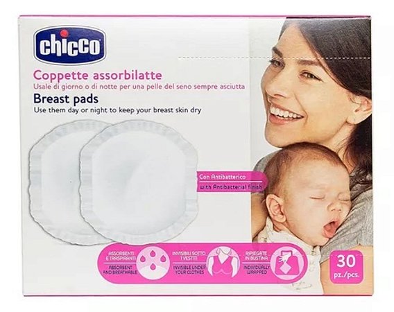 Disco Protetor Absorvente Descartável para Seios Chicco 30 Unidades