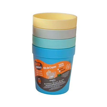 Kit 4 Copos Alimentação Infantil 200ml - Sana Babies Menino