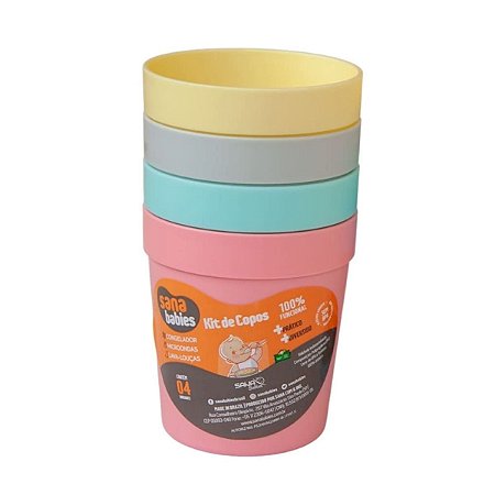 Kit 4 Copos Alimentação Infantil 200ml - Sana Babies Menina