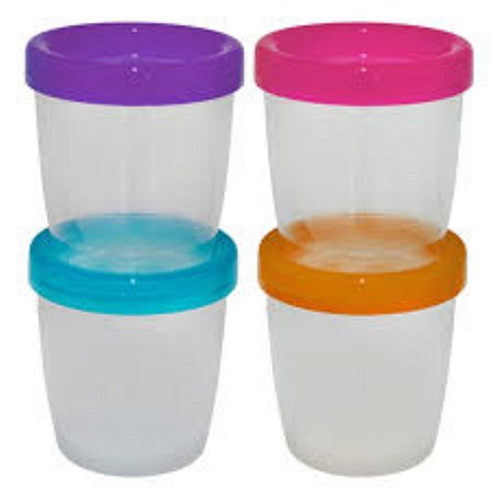Potes Multiuso Tampa Rosqueável Menina Kit c/ 4 Unid Sana