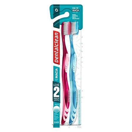 Escova de Dentes Fine Tip Macia Dentalclean Pack com 2